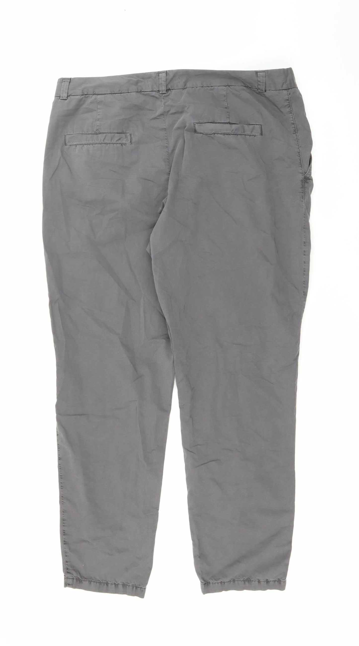 Marks and Spencer Womens Green  Cotton Chino Trousers Size 16 L28 in Regular Button