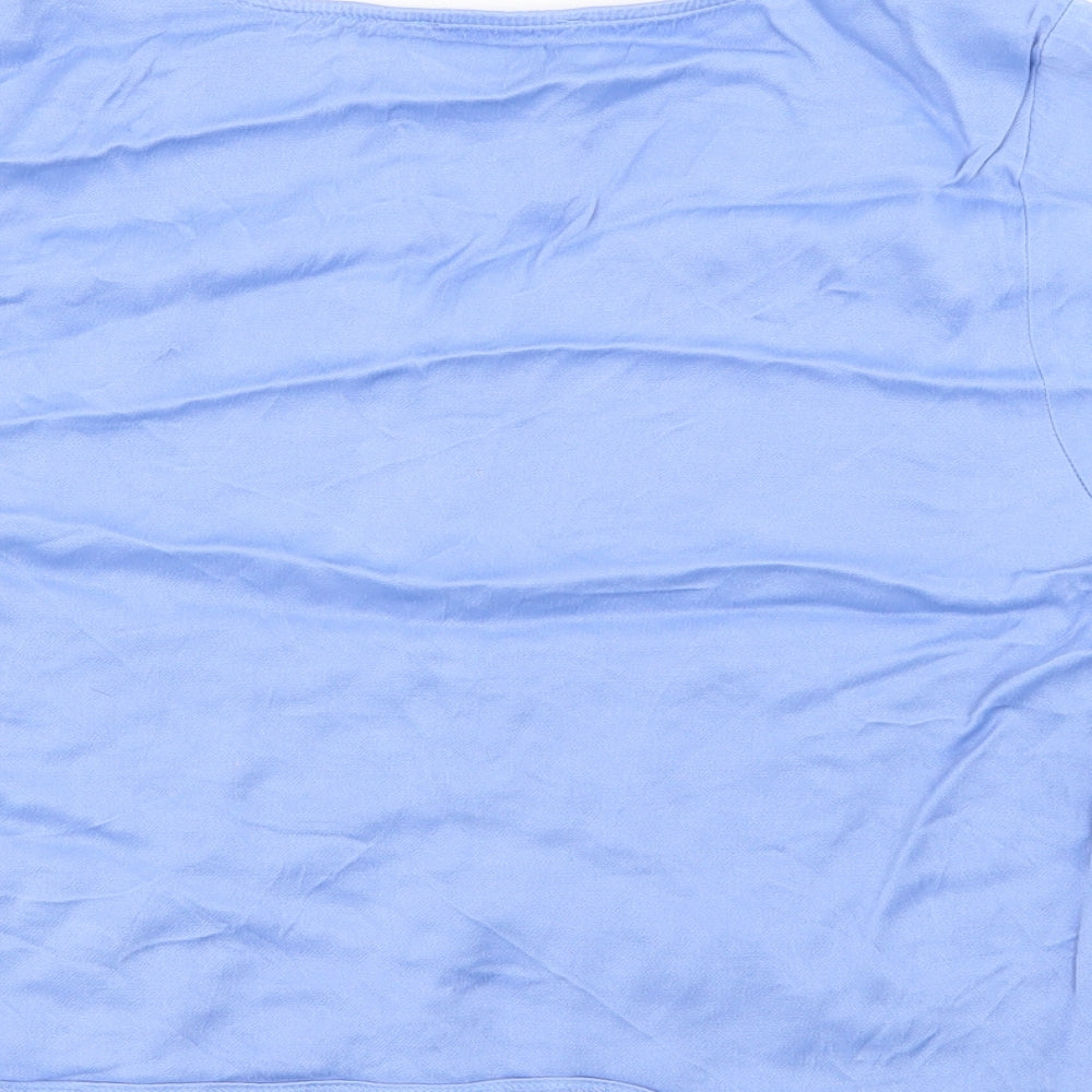 Primark Womens Blue  Viscose Basic Button-Up Size 14 V-Neck - Cropped