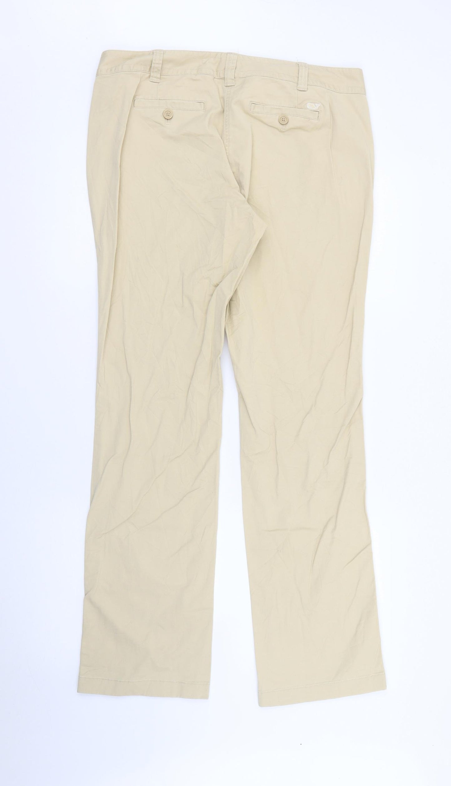 Vineyard Vines Womens Beige  Cotton Chino Trousers Size 10 L30 in Regular Button