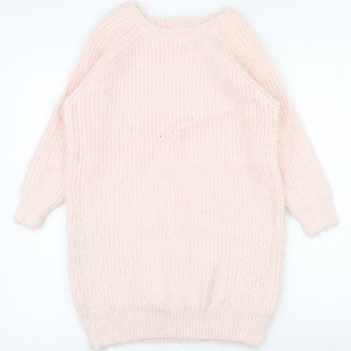 River Island  Womens Pink Round Neck  Acrylic Pullover Jumper Size 8