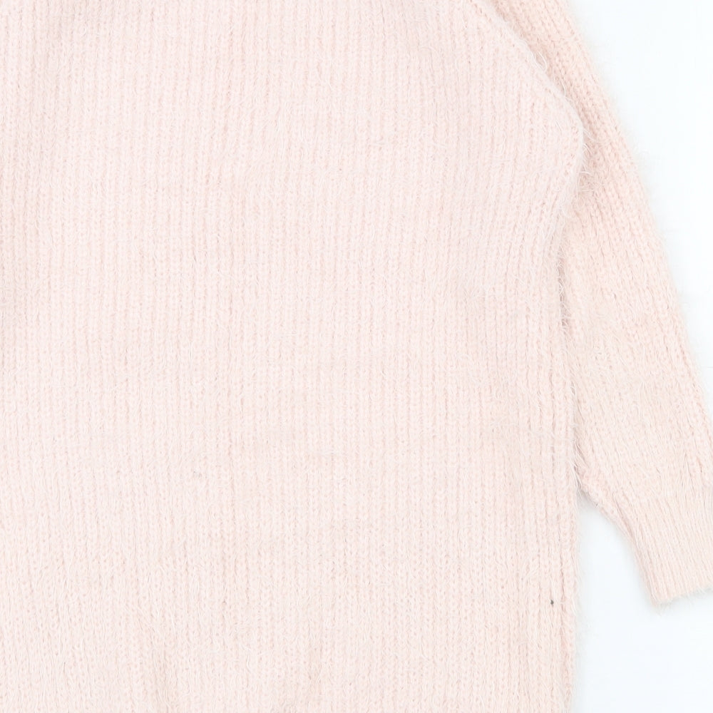 River Island  Womens Pink Round Neck  Acrylic Pullover Jumper Size 8