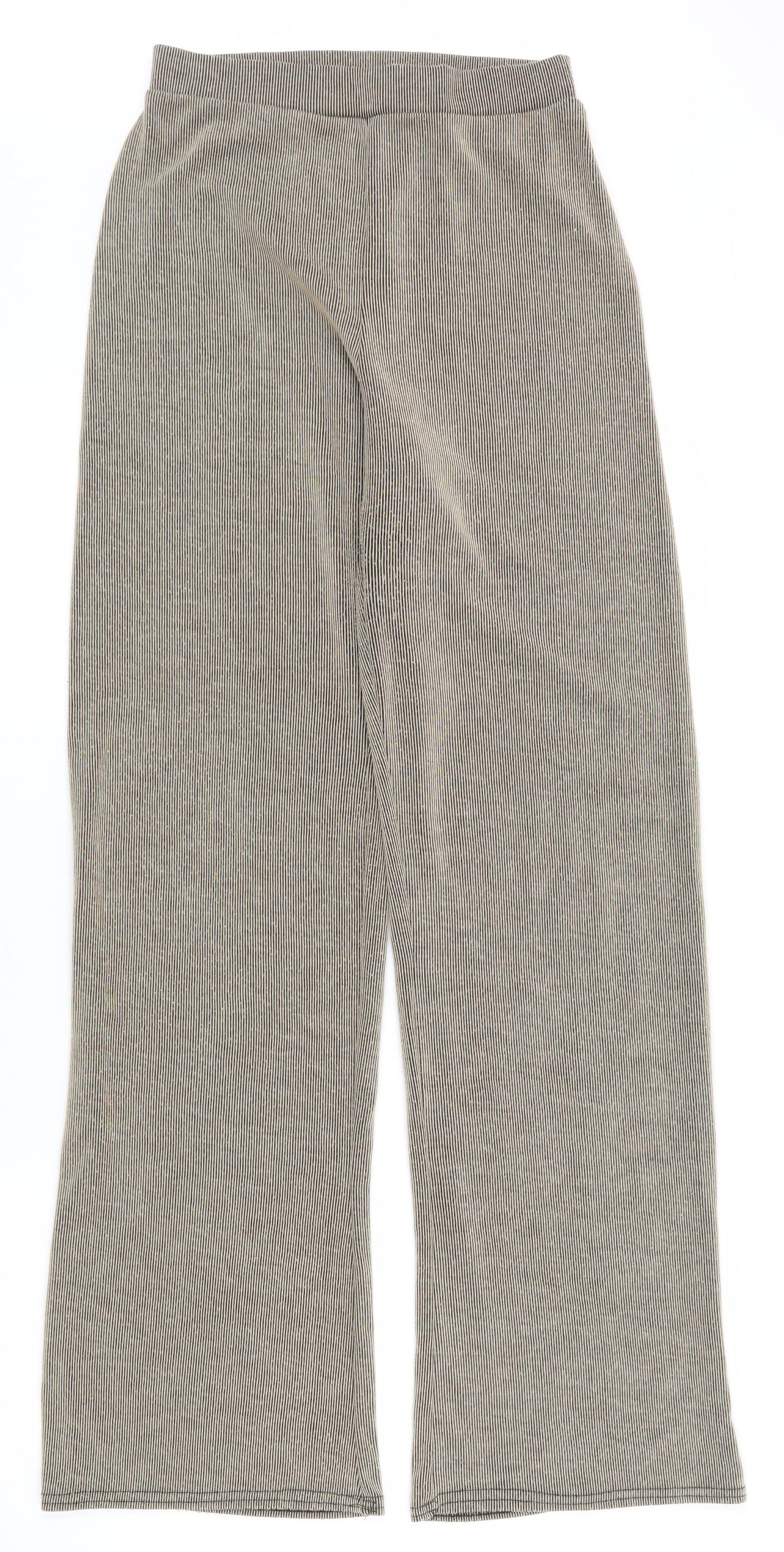Nasty Gal Womens Brown Striped Polyester Trousers  Size 10 L32 in Regular