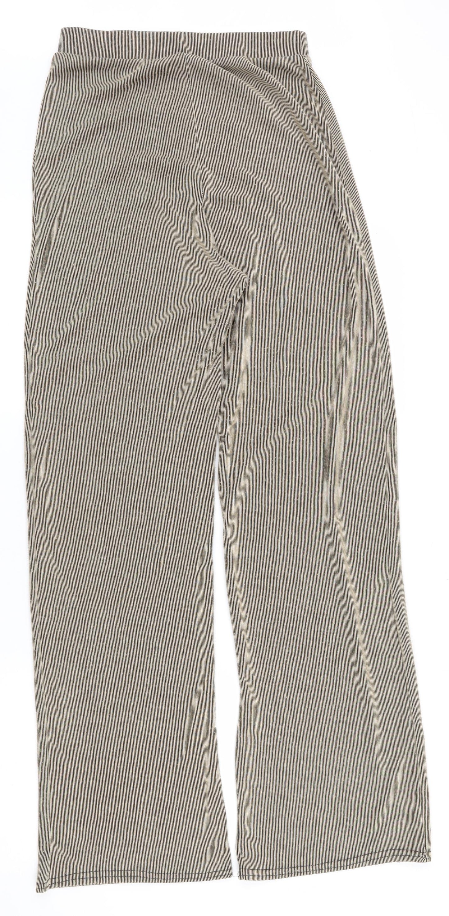 Nasty Gal Womens Brown Striped Polyester Trousers  Size 10 L32 in Regular