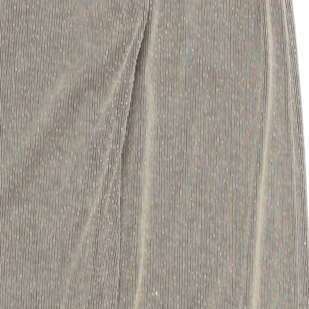 Nasty Gal Womens Brown Striped Polyester Trousers  Size 10 L32 in Regular
