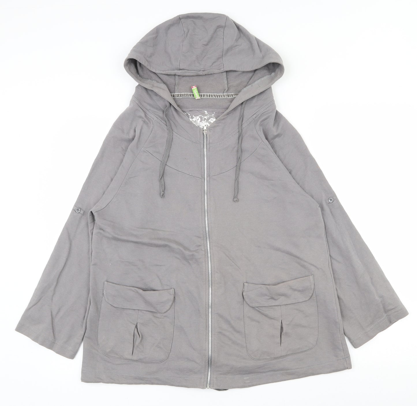 Primark Womens Grey  100% Cotton Full Zip Hoodie Size 10  Zip