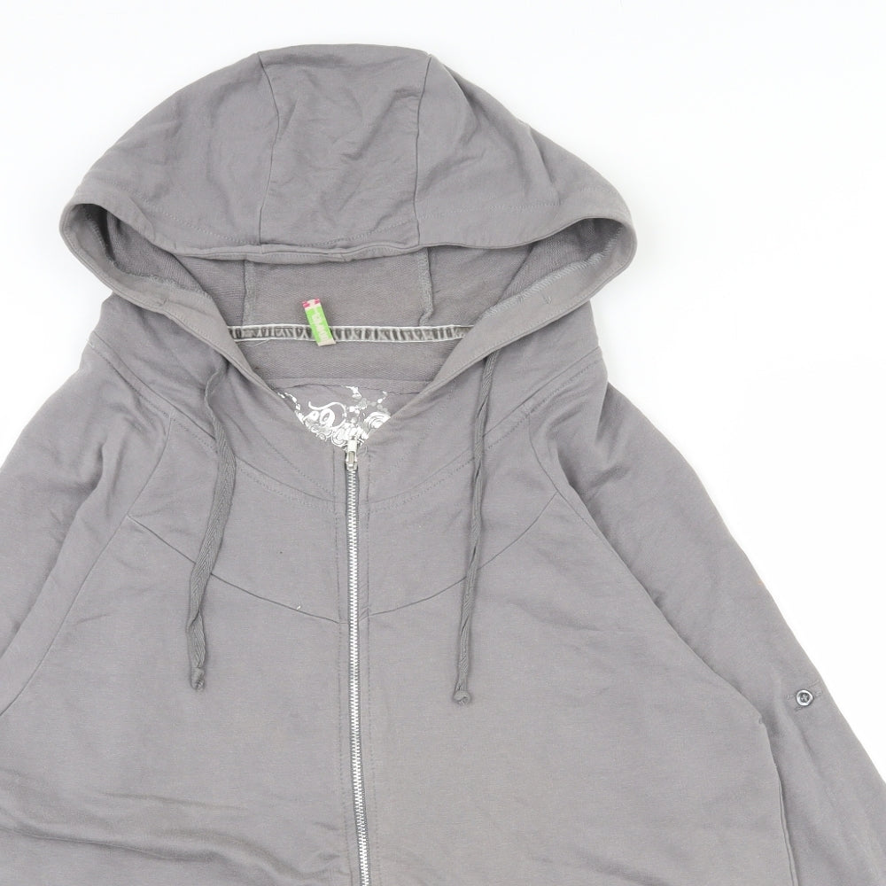 Primark Womens Grey  100% Cotton Full Zip Hoodie Size 10  Zip