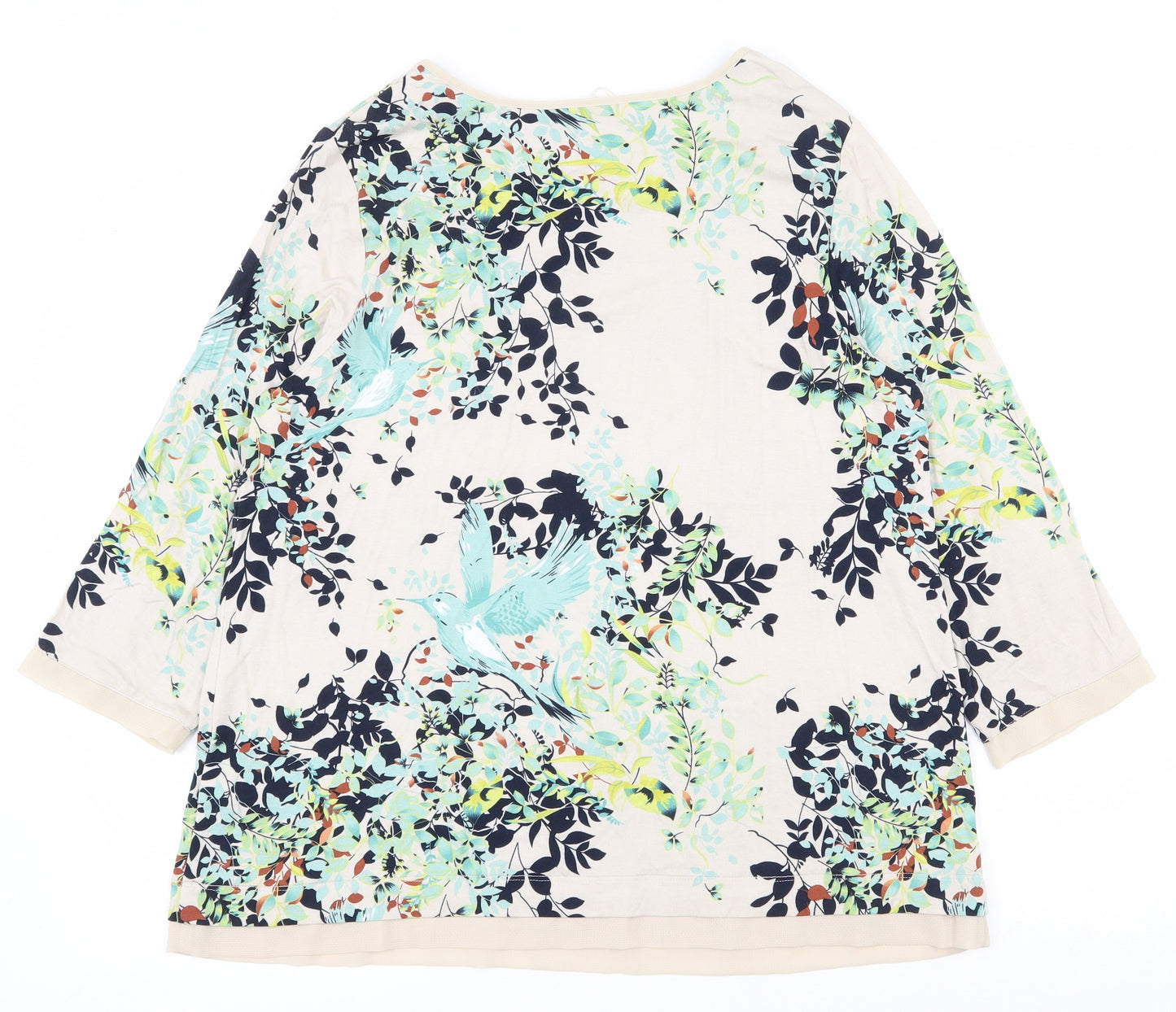 Per Una Womens Multicoloured Floral Viscose Basic T-Shirt Size 16 Scoop Neck