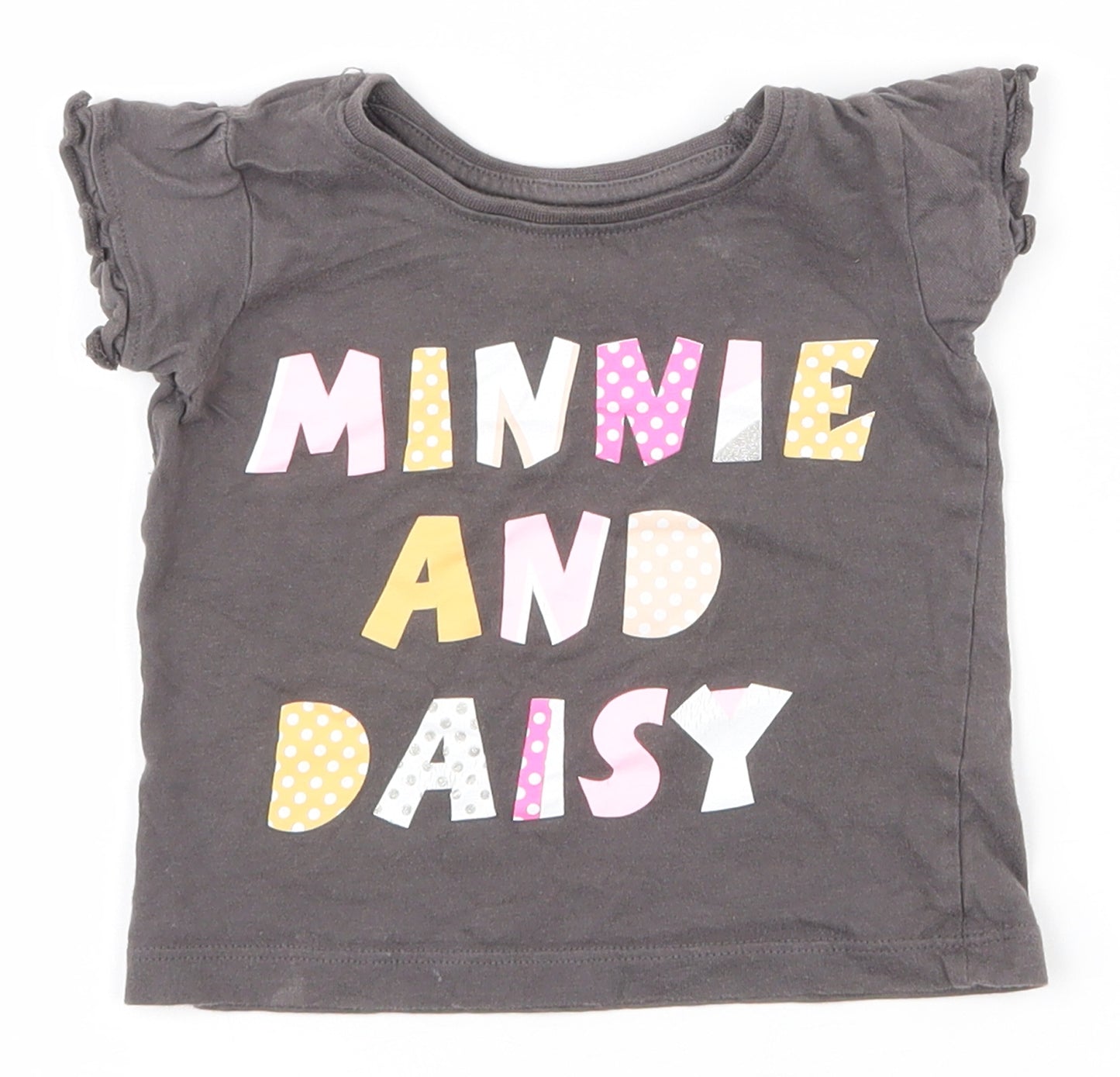 Primark Girls Grey  100% Cotton Pullover T-Shirt Size 9-12 Months Round Neck Pullover