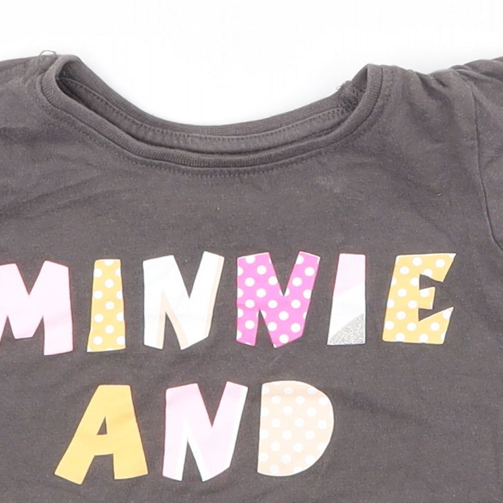 Primark Girls Grey  100% Cotton Pullover T-Shirt Size 9-12 Months Round Neck Pullover