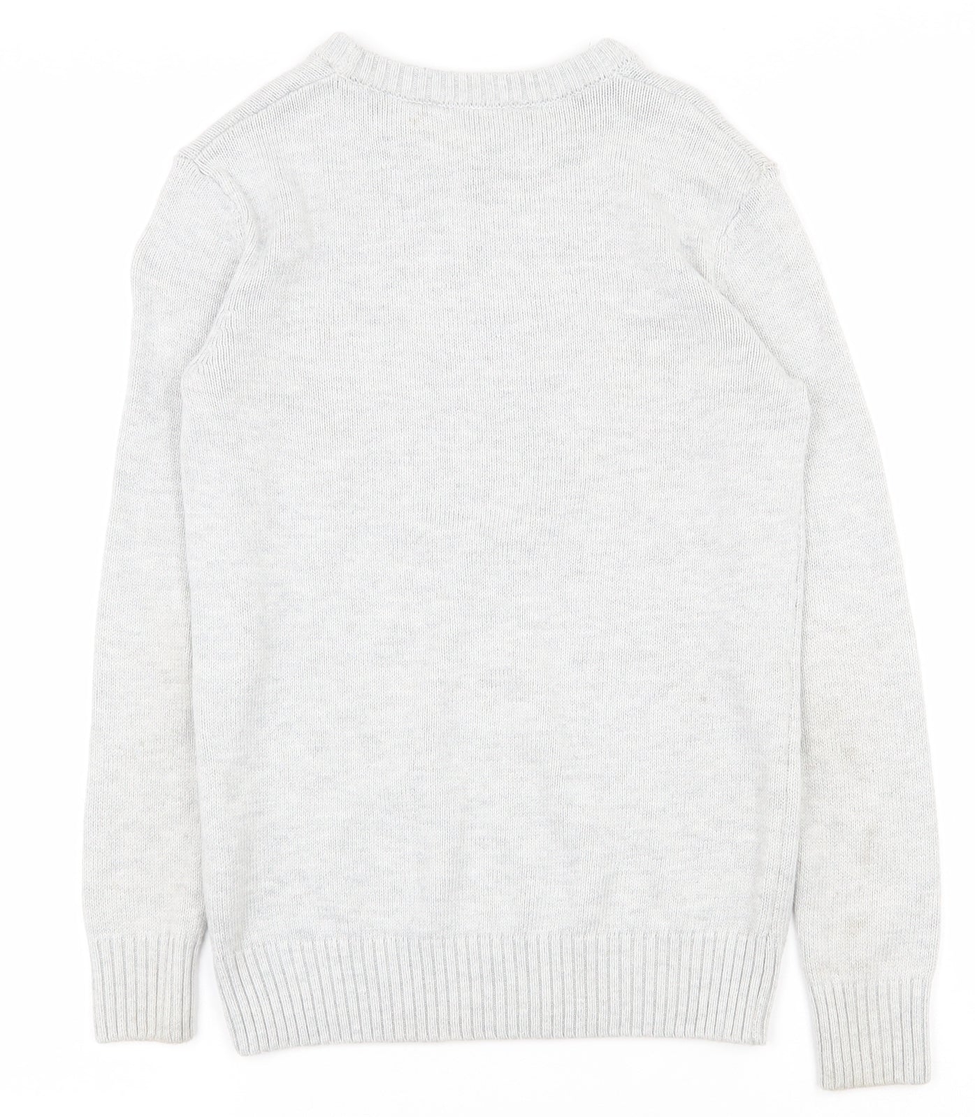 H&M Boys Grey Round Neck  Cotton Pullover Jumper Size 9-10 Years  Pullover - Christmas jumper