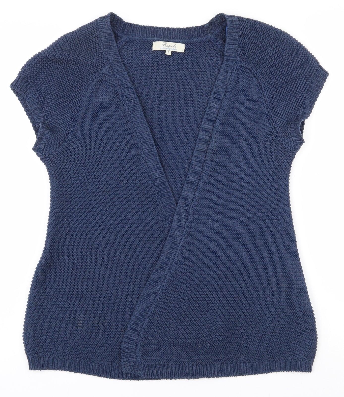 Peacocks Womens Blue V-Neck  Acrylic Cardigan Jumper Size 8