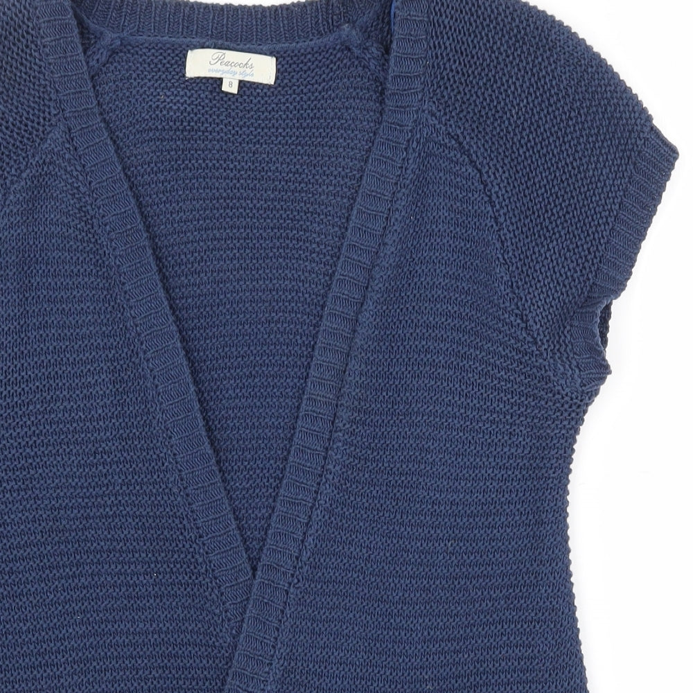 Peacocks Womens Blue V-Neck  Acrylic Cardigan Jumper Size 8