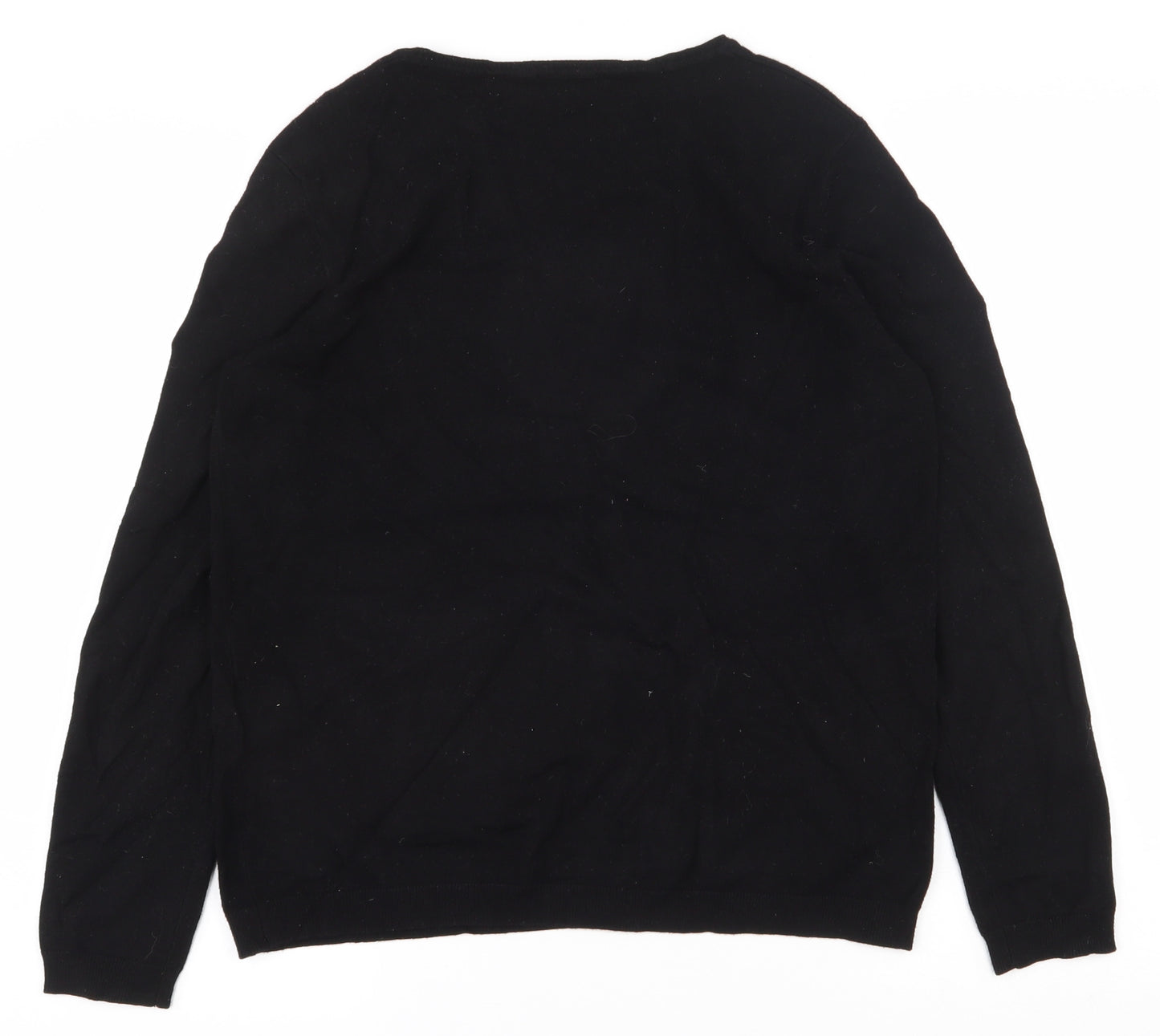 Warehouse Womens Black Crew Neck  Viscose Pullover Jumper Size 14