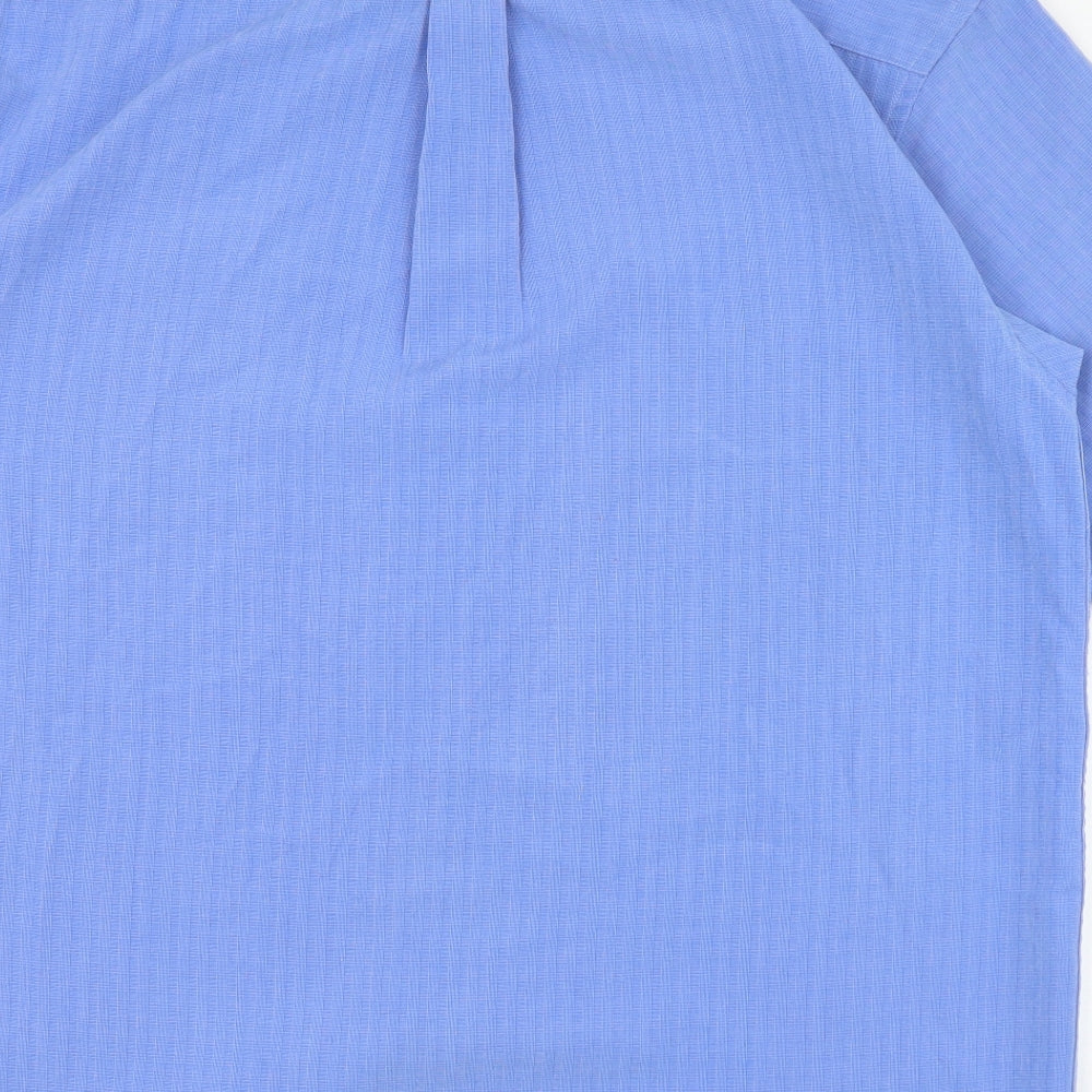 defined Mens Blue Check Polyester  Dress Shirt Size L Collared Button