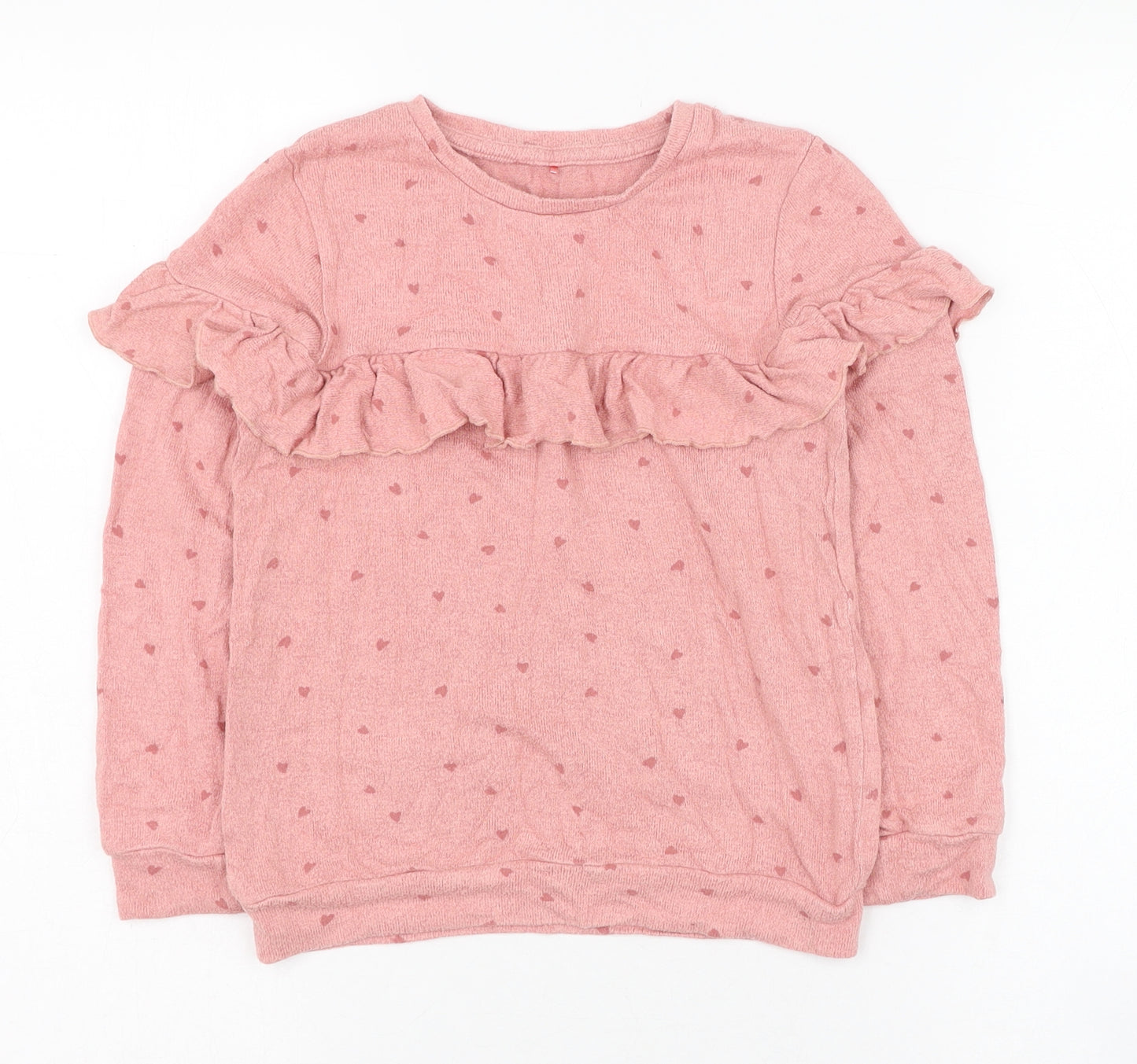 George Girls Pink Round Neck  Polyester Pullover Jumper Size 5-6 Years  Pullover - Heart