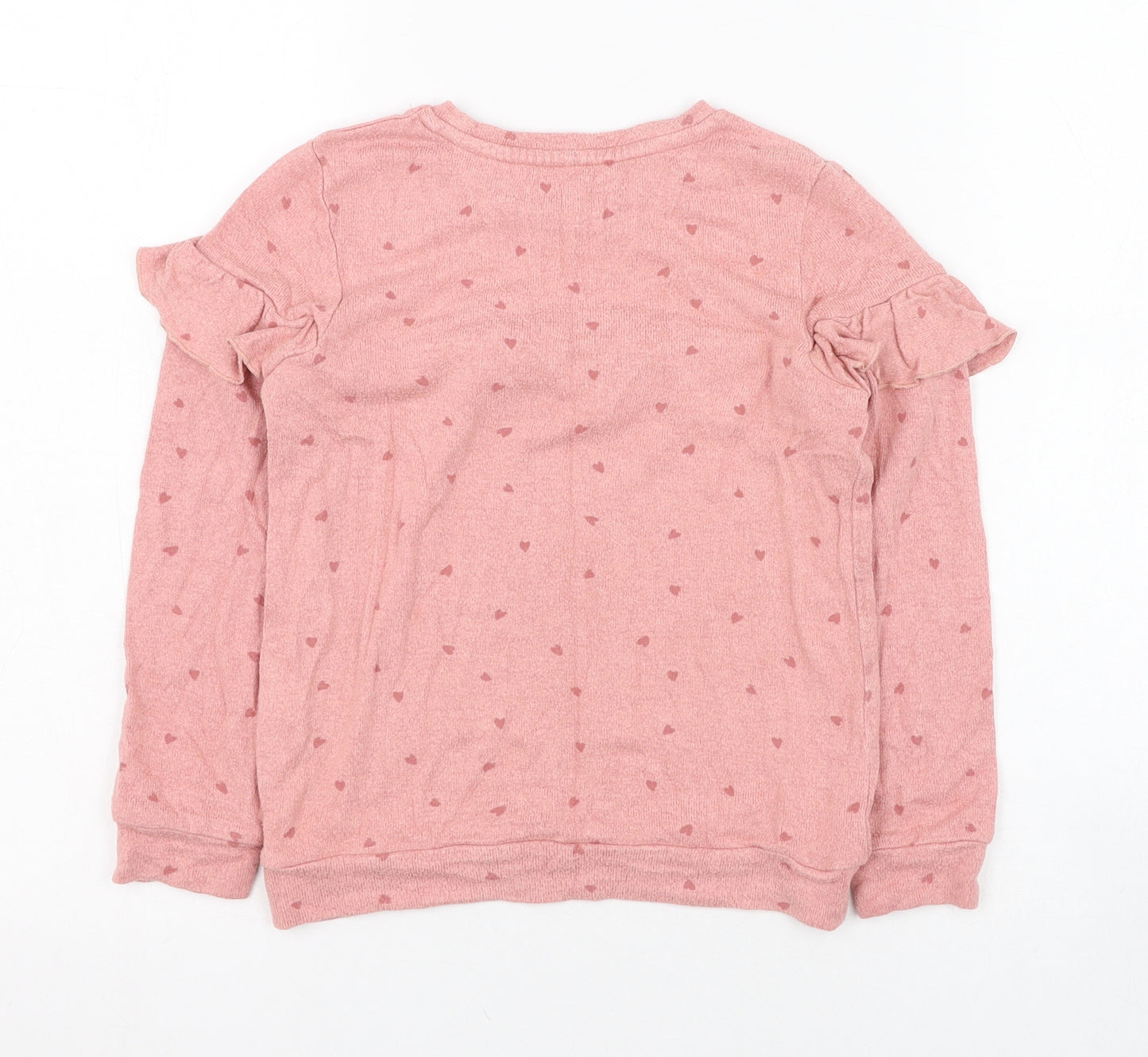 George Girls Pink Round Neck  Polyester Pullover Jumper Size 5-6 Years  Pullover - Heart