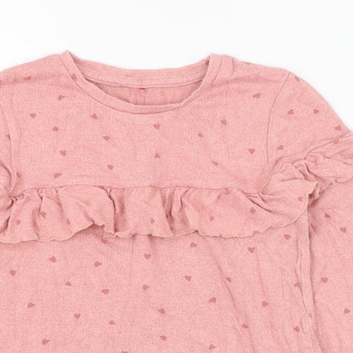 George Girls Pink Round Neck  Polyester Pullover Jumper Size 5-6 Years  Pullover - Heart