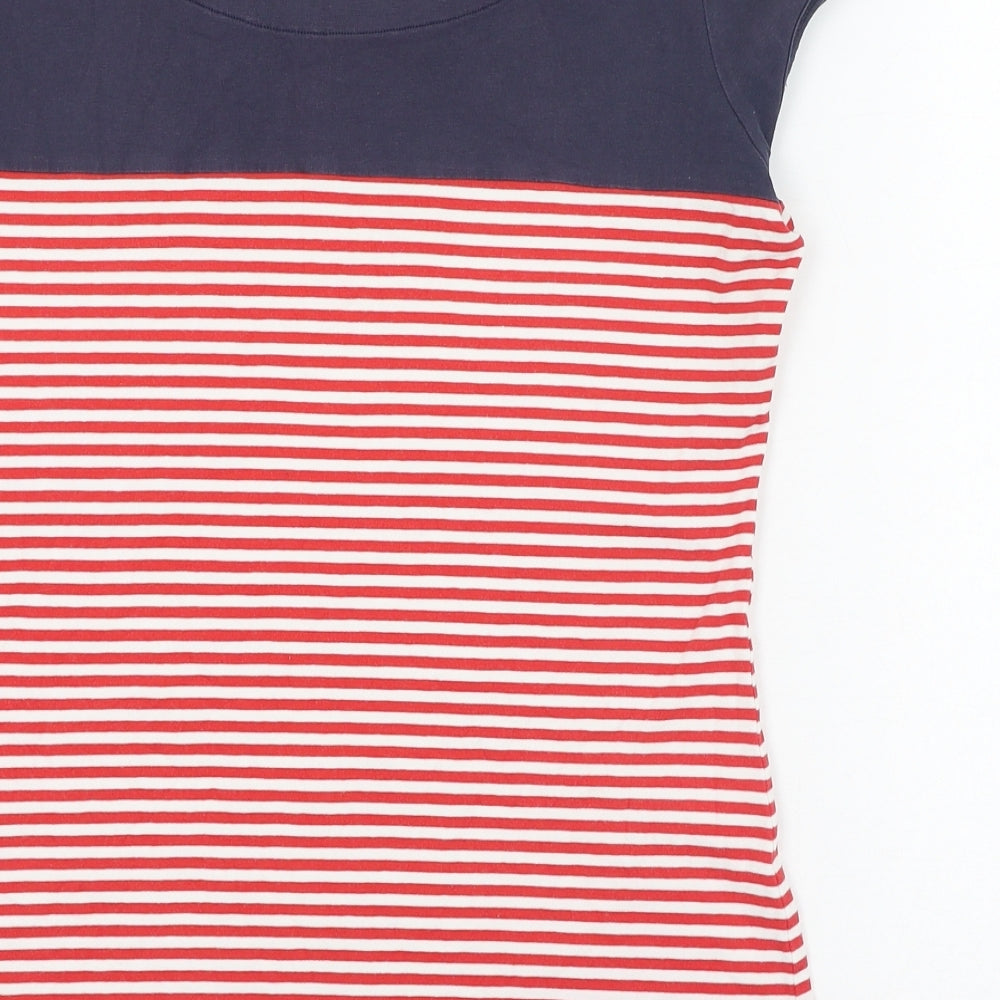 NEXT Womens Blue Striped Cotton Basic T-Shirt Size 14 Round Neck