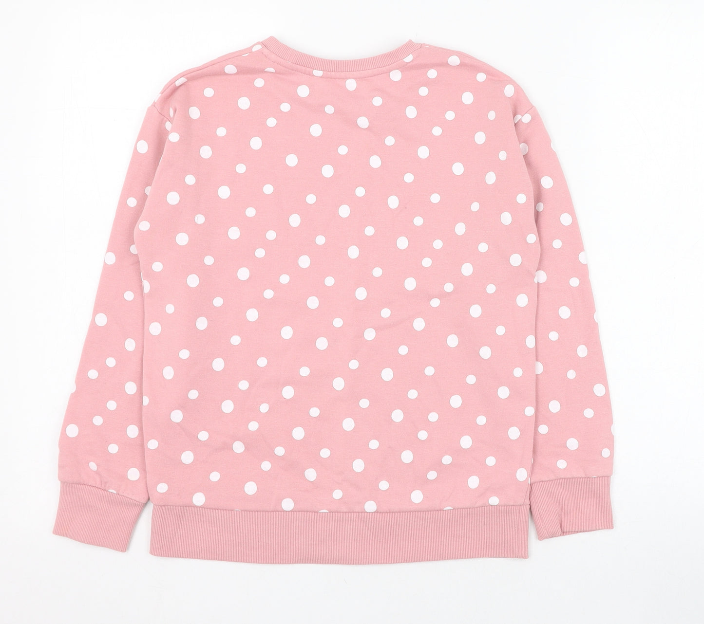 Dunnes Stores Girls Pink Polka Dot Cotton Pullover Sweatshirt Size 10-11 Years  Pullover