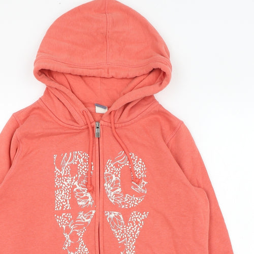 ROXY Womens Pink  Cotton Full Zip Hoodie Size M  Zip
