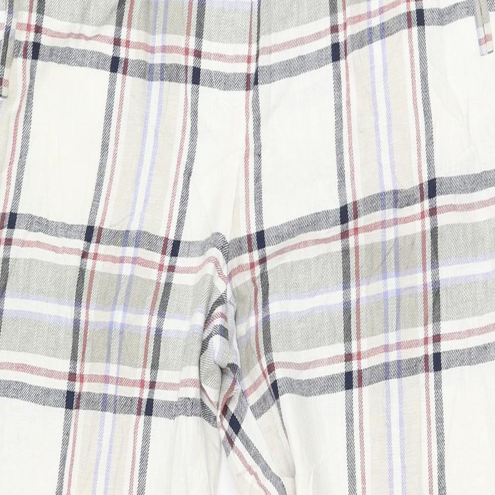 Marks and Spencer Womens Ivory Check Flax Carrot Trousers Size 14 L26 in Regular Zip