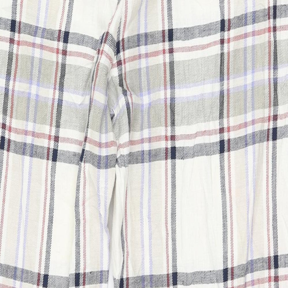 Marks and Spencer Womens Ivory Check Flax Carrot Trousers Size 14 L26 in Regular Zip