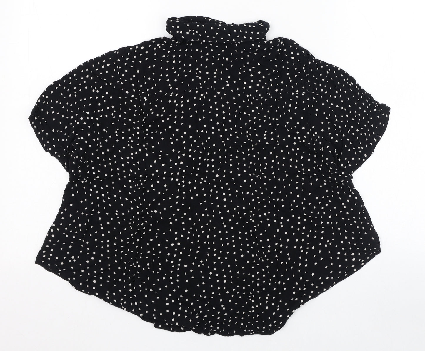 Patrons of Peace Womens Black Polka Dot Viscose Basic Blouse Size M Collared