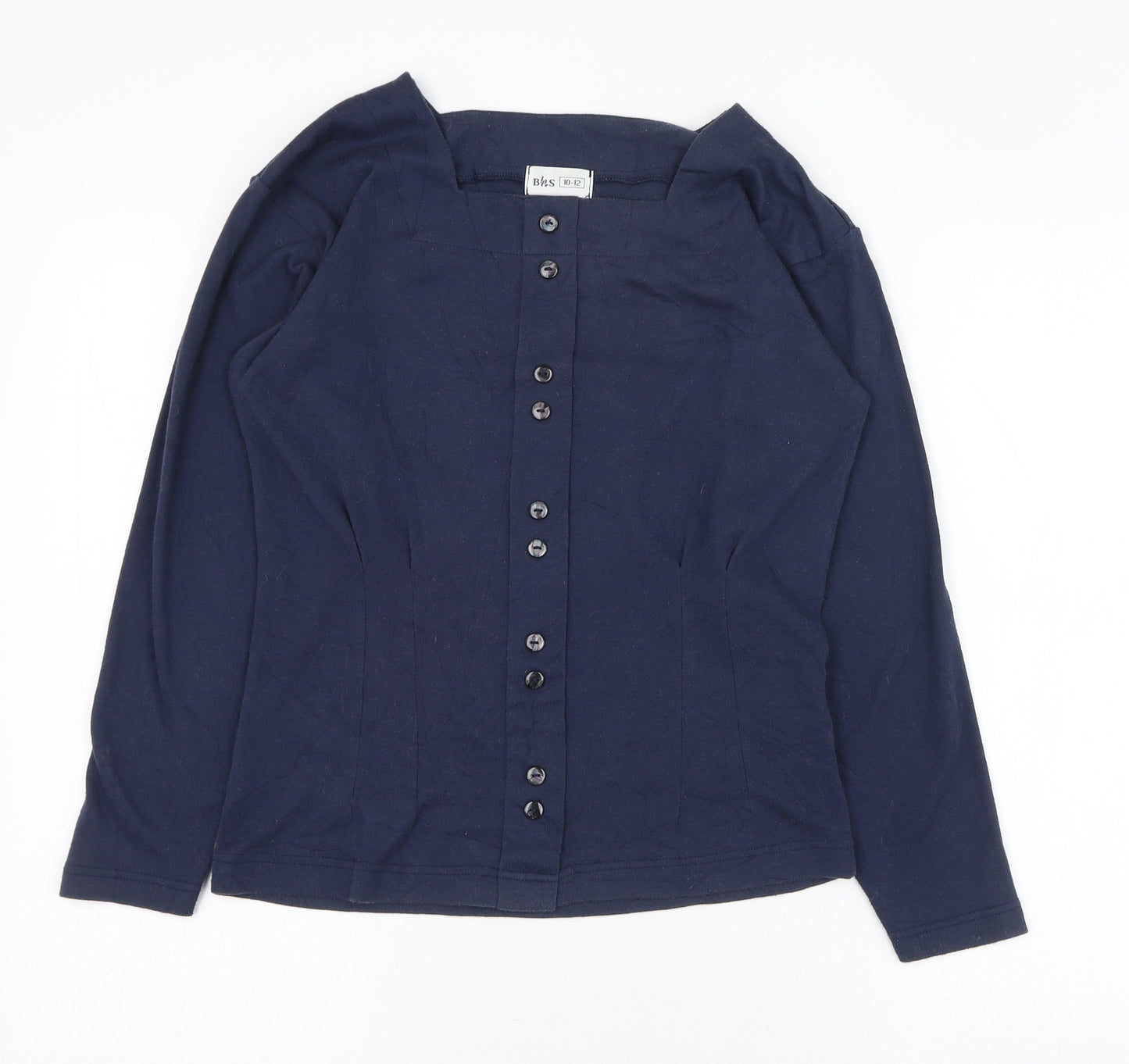 BHS Womens Blue  Polyester Basic Blouse Size 10 Square Neck