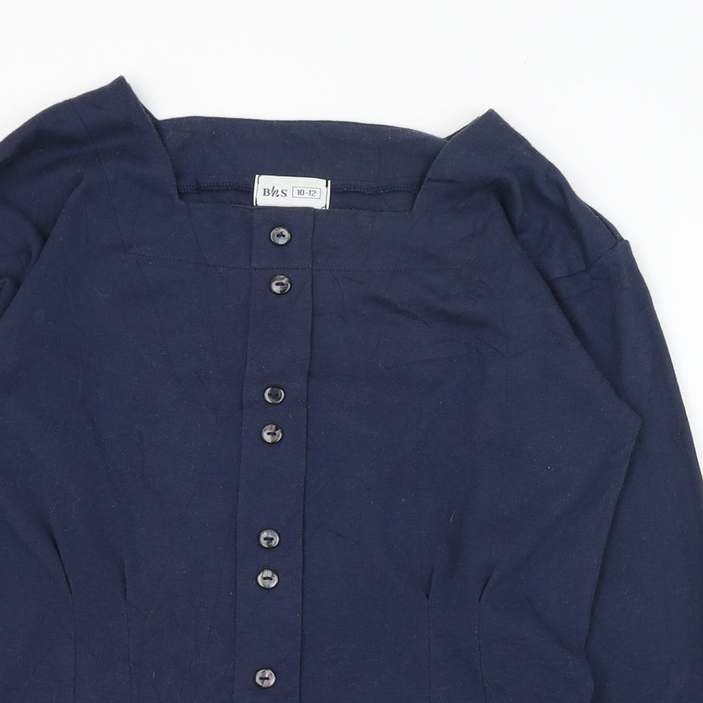BHS Womens Blue  Polyester Basic Blouse Size 10 Square Neck
