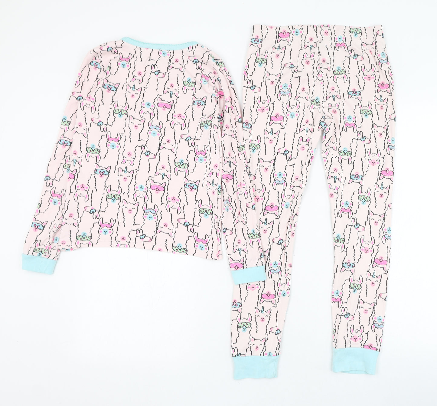 Dunnes Stores Girls Pink  Cotton  Pyjama Set Size 9-10 Years  Pullover - Llama