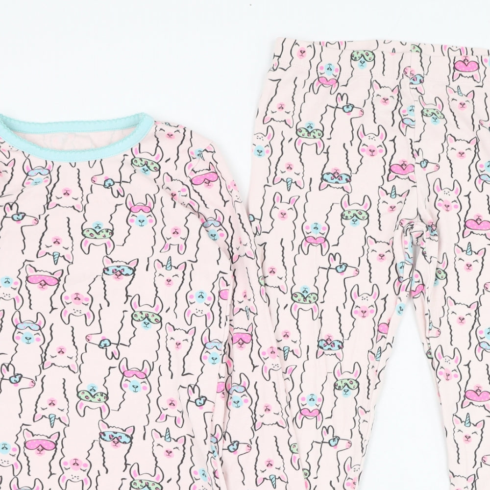 Dunnes Stores Girls Pink  Cotton  Pyjama Set Size 9-10 Years  Pullover - Llama