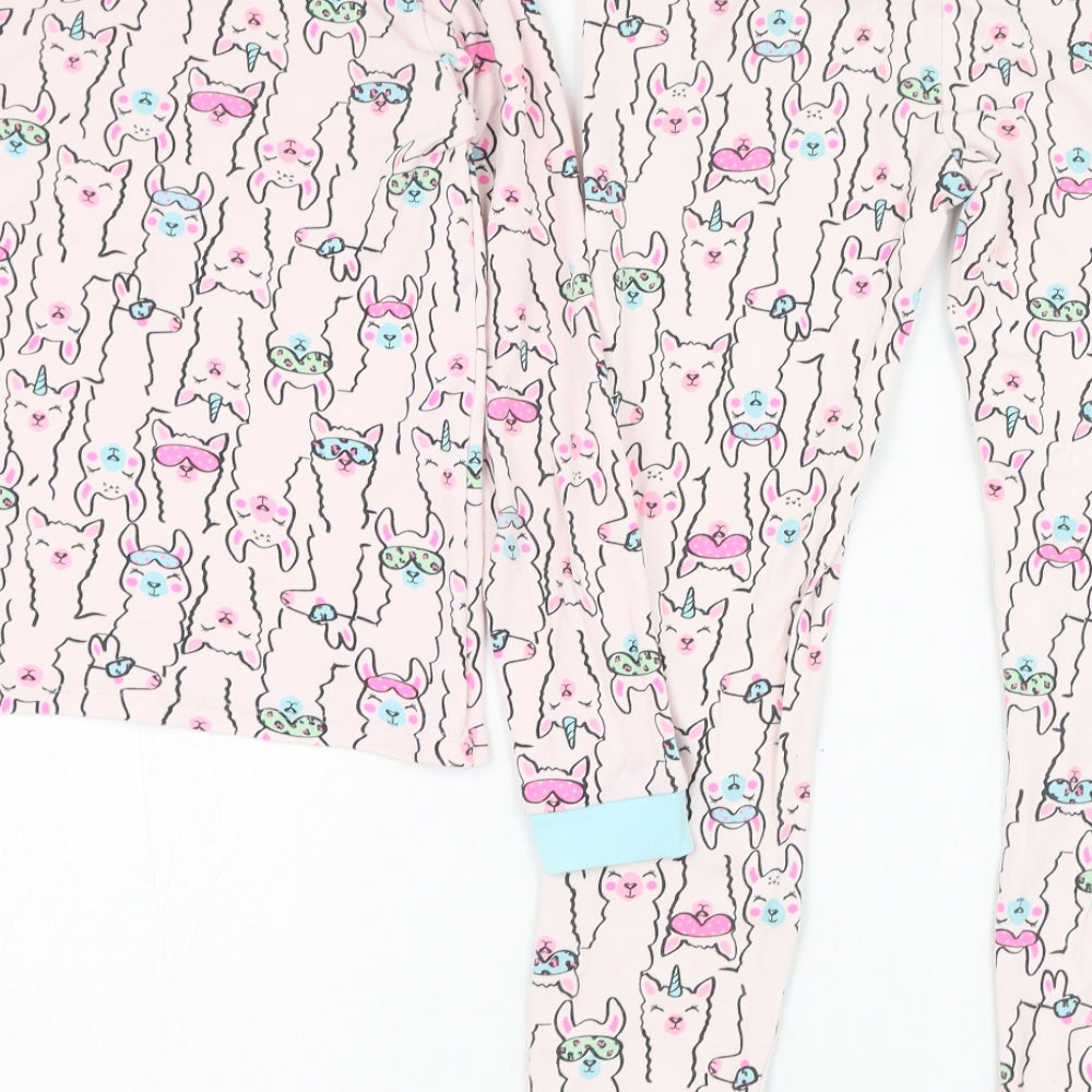 Dunnes Stores Girls Pink  Cotton  Pyjama Set Size 9-10 Years  Pullover - Llama