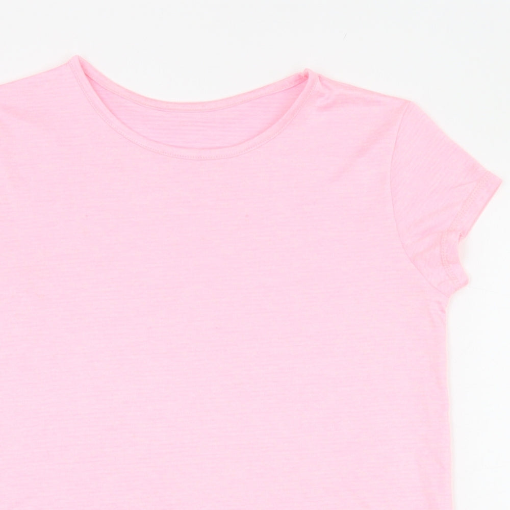 Dunnes Stores Girls Pink  Polyester Basic T-Shirt Size 10-11 Years Round Neck Pullover
