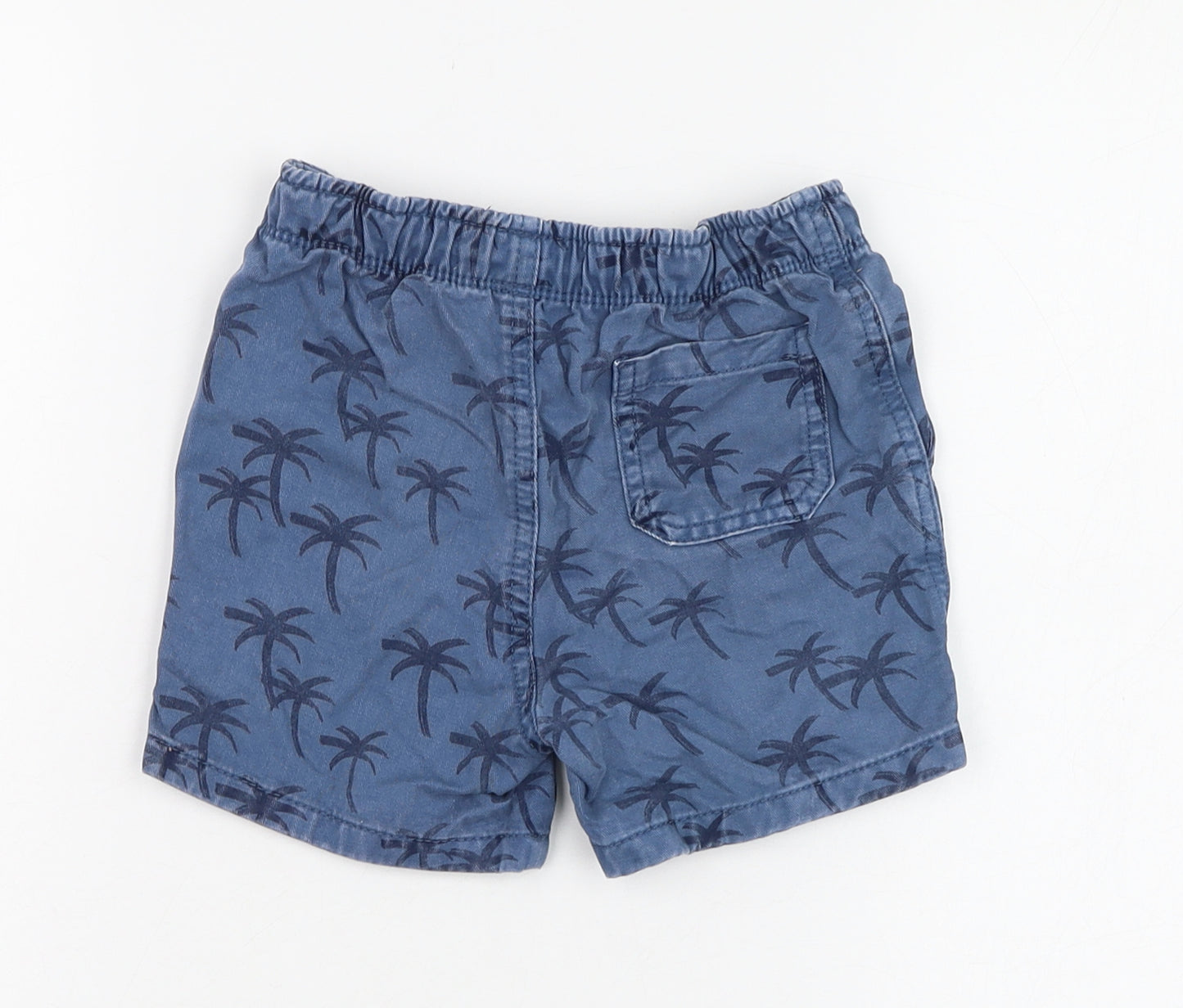 Marks and Spencer Boys Blue  Cotton Bermuda Shorts Size 4-5 Years  Regular  - Palm Tree