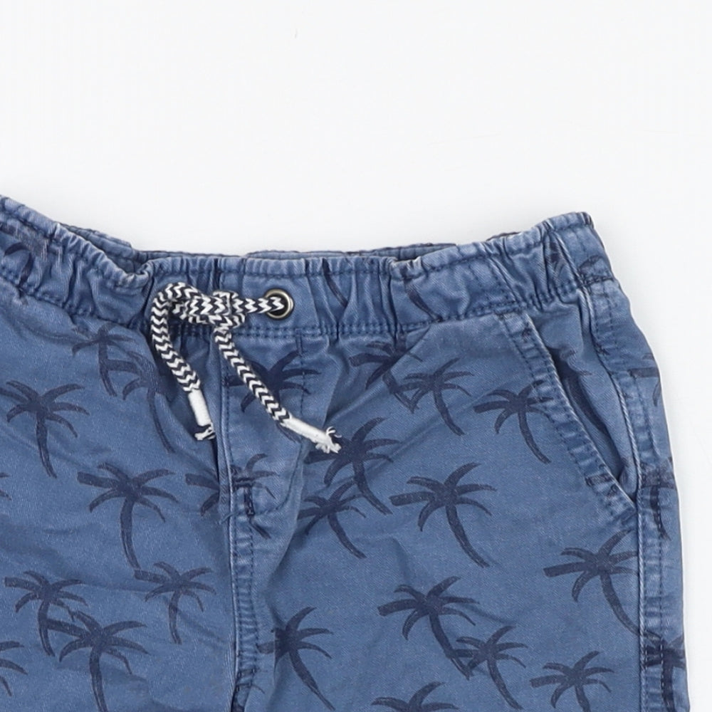 Marks and Spencer Boys Blue  Cotton Bermuda Shorts Size 4-5 Years  Regular  - Palm Tree