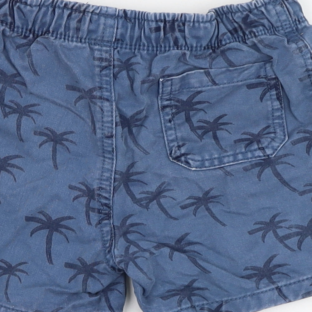 Marks and Spencer Boys Blue  Cotton Bermuda Shorts Size 4-5 Years  Regular  - Palm Tree