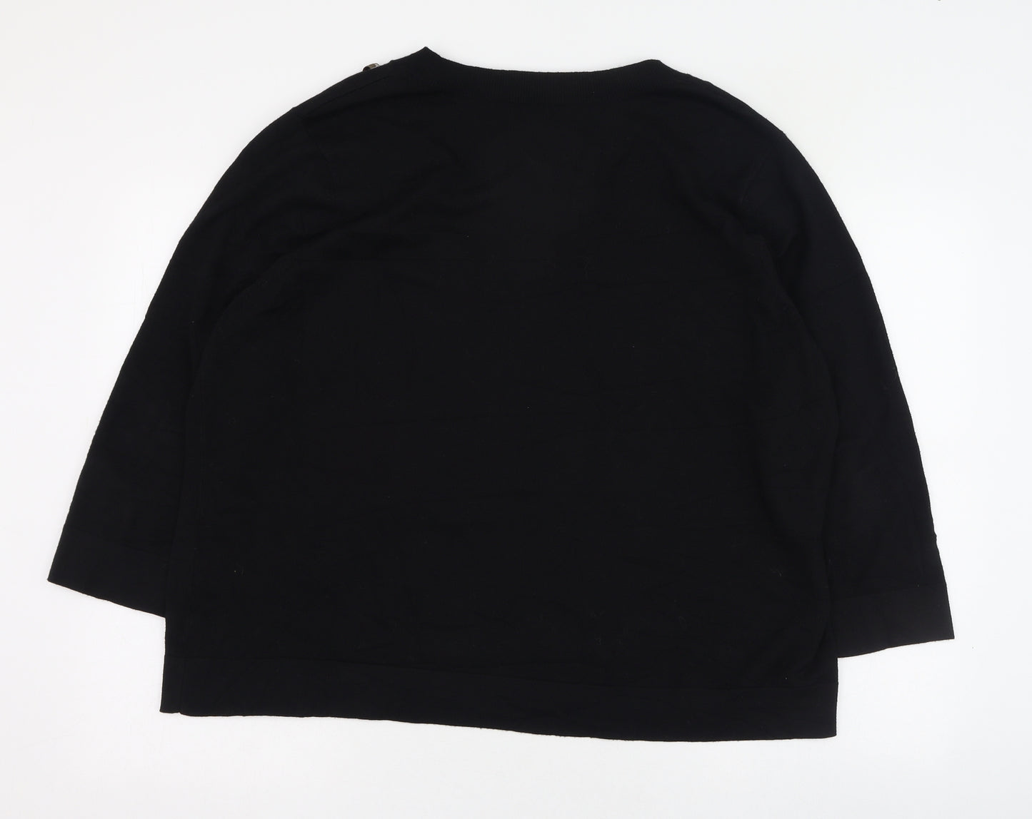 Chesca Womens Black Square Neck  Viscose Pullover Jumper Size 24