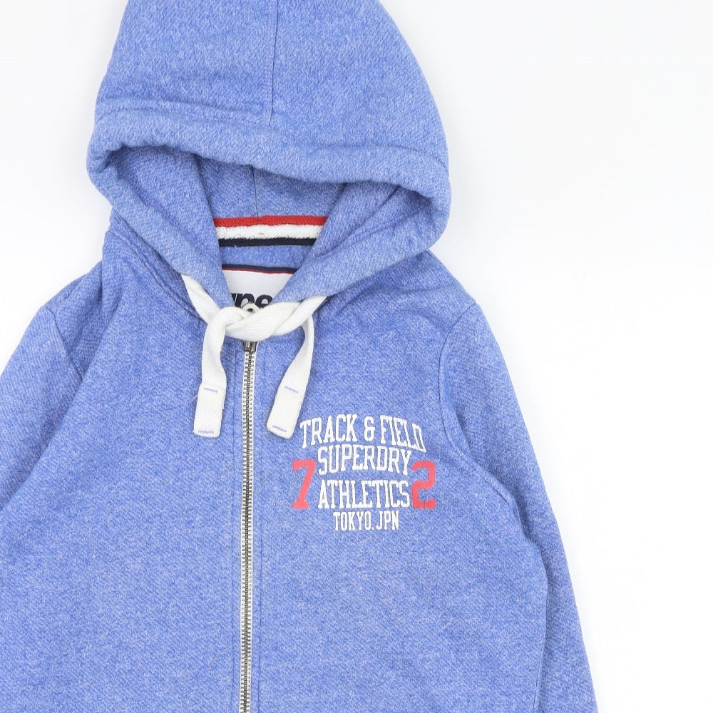 Superdry Mens Blue  Cotton Full Zip Hoodie Size XL