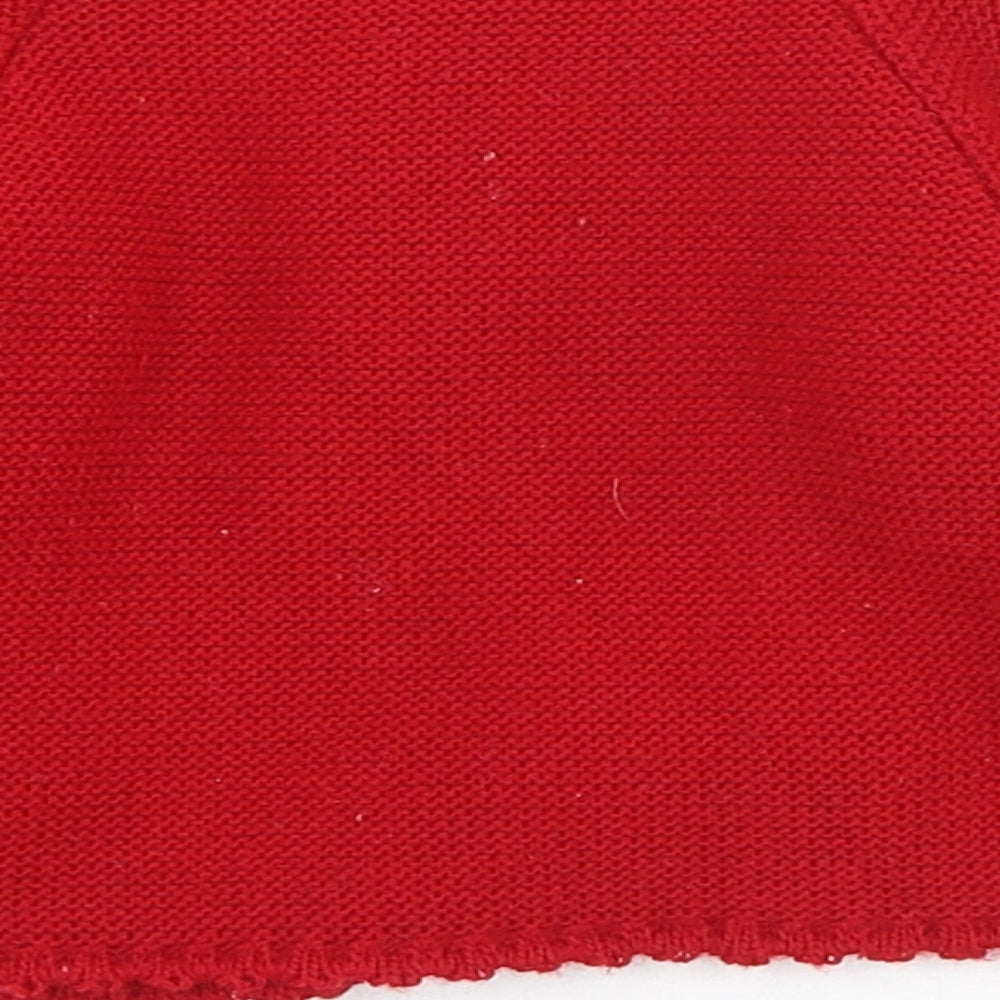 PEX Girls Red  Acrylic Cardigan Jumper Size 6-9 Months  Hook & Loop