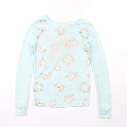 Danskin Girls Blue Round Neck Geometric Polyester Pullover Jumper Size 6 Years