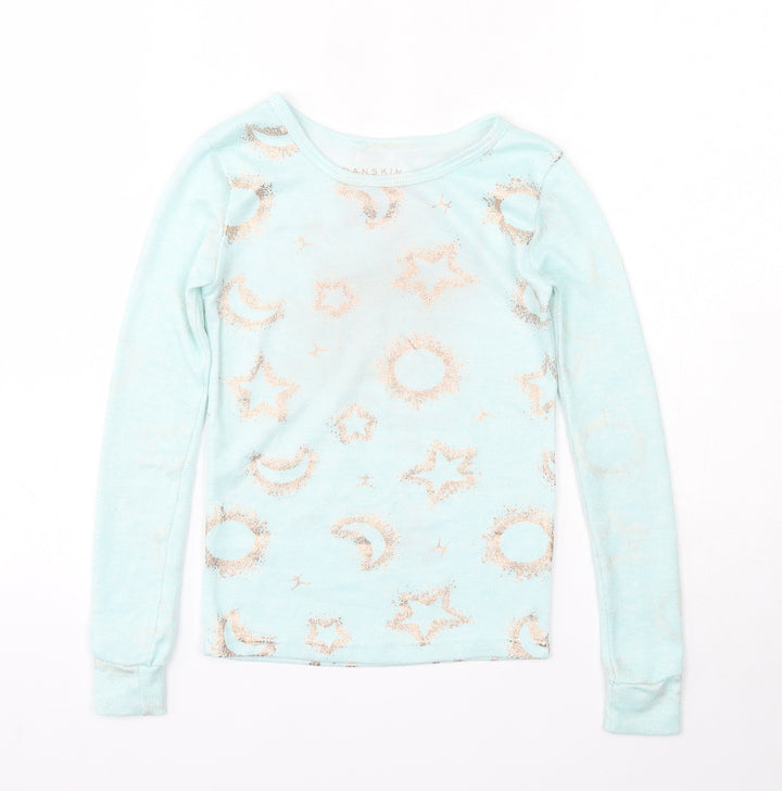 Danskin Girls Blue Round Neck Geometric Polyester Pullover Jumper Size 6 Years