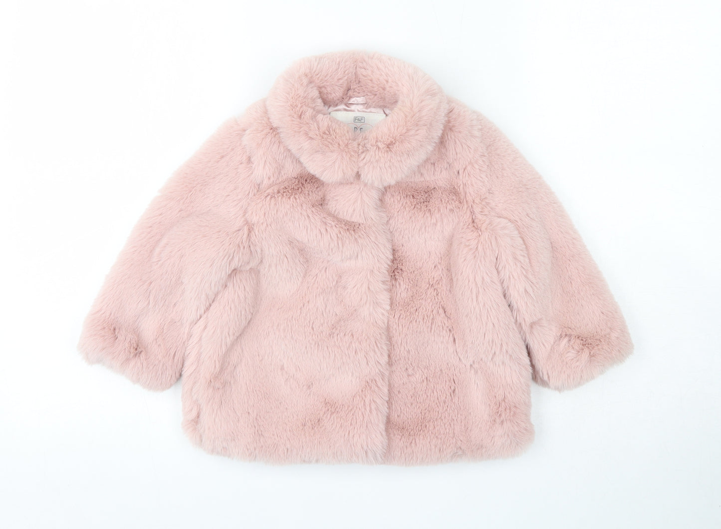 F&F Girls Pink   Jacket  Size 18-24 Months   Snap - Faux Fur