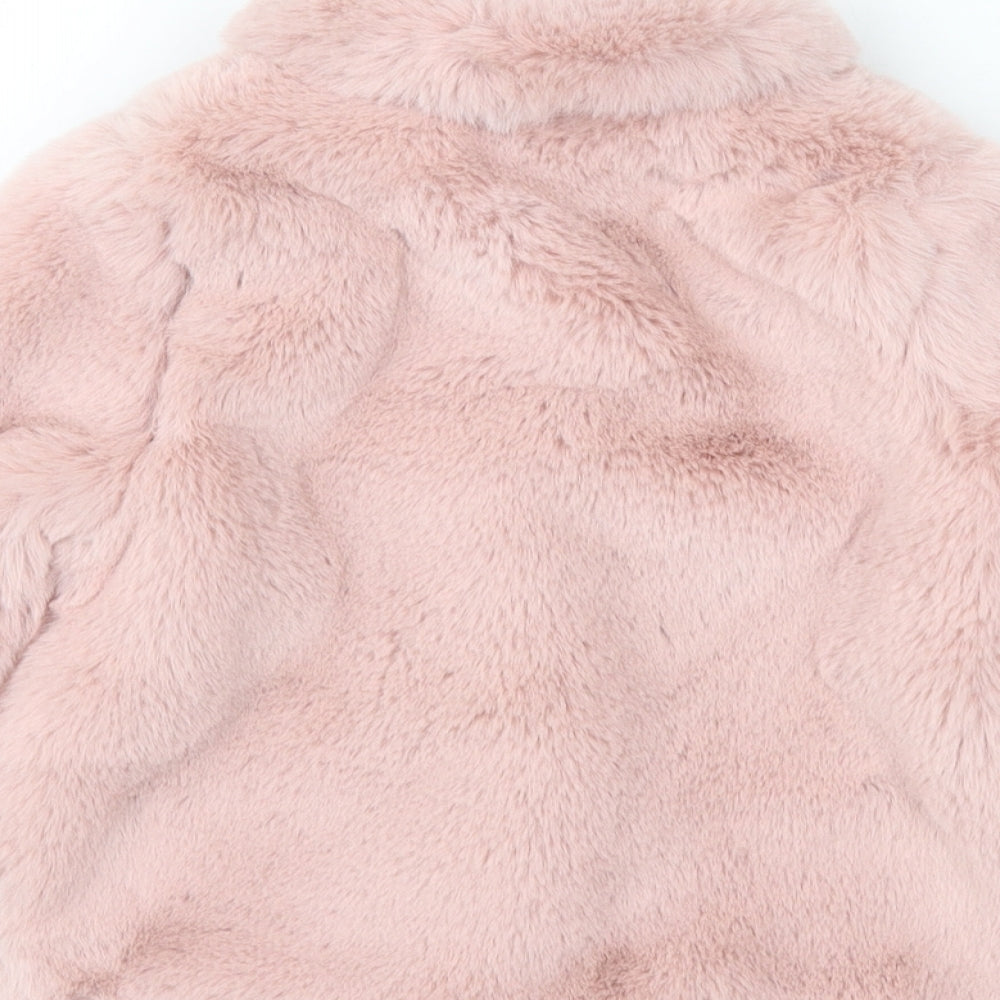 F&F Girls Pink   Jacket  Size 18-24 Months   Snap - Faux Fur