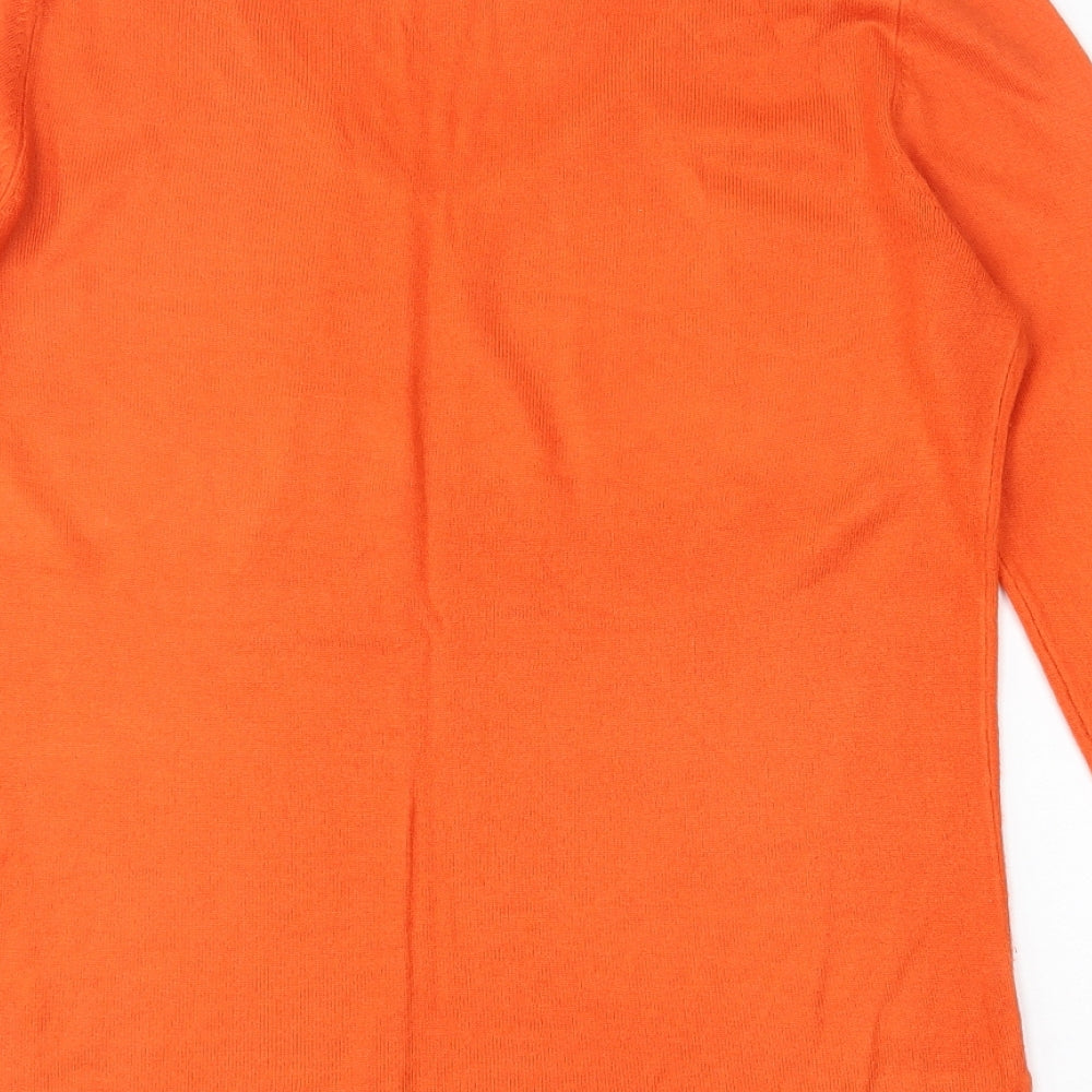Primark Womens Orange V-Neck  Acrylic Pullover Jumper Size S