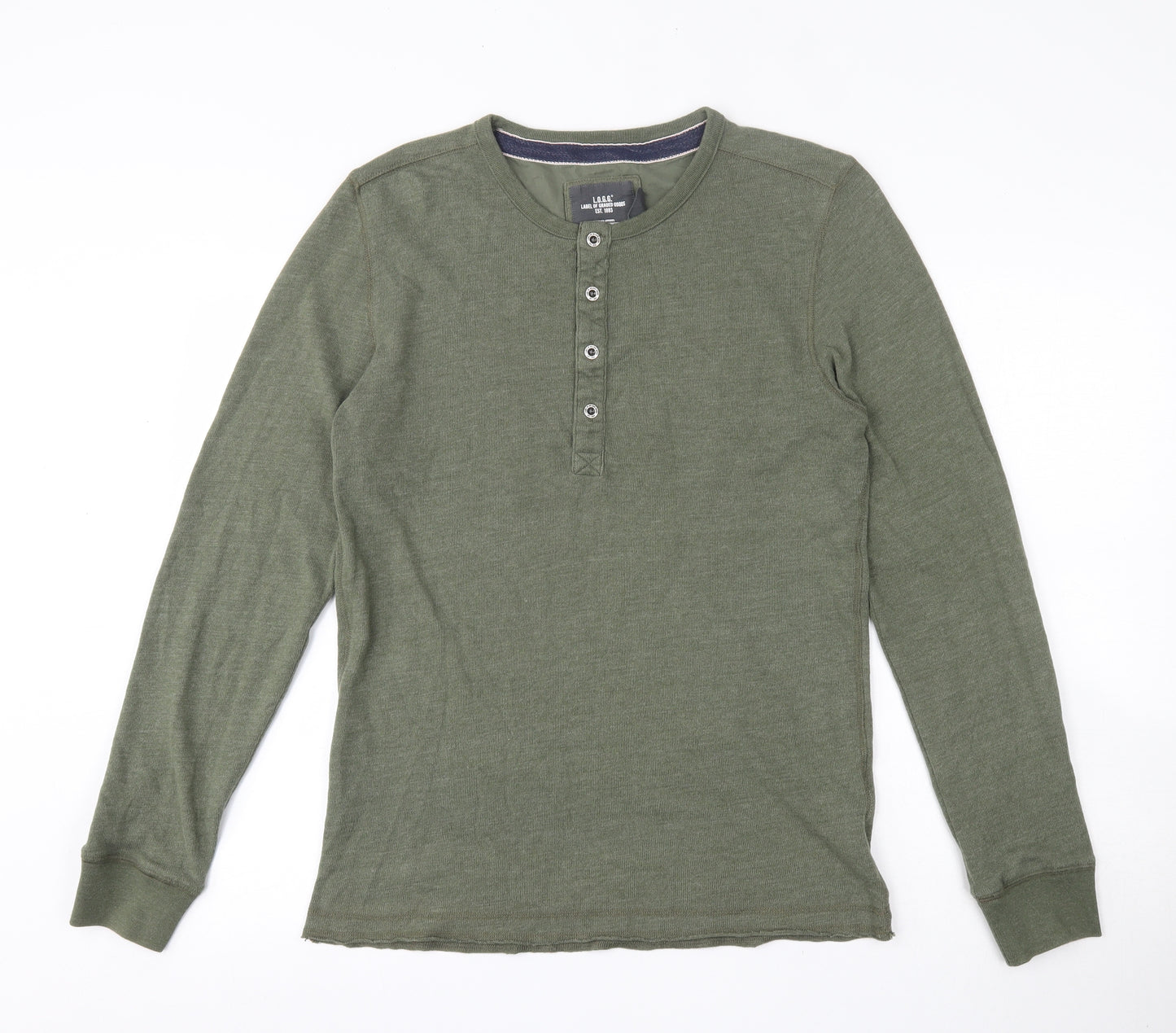H&M Mens Green Round Neck  Cotton Pullover Jumper Size M