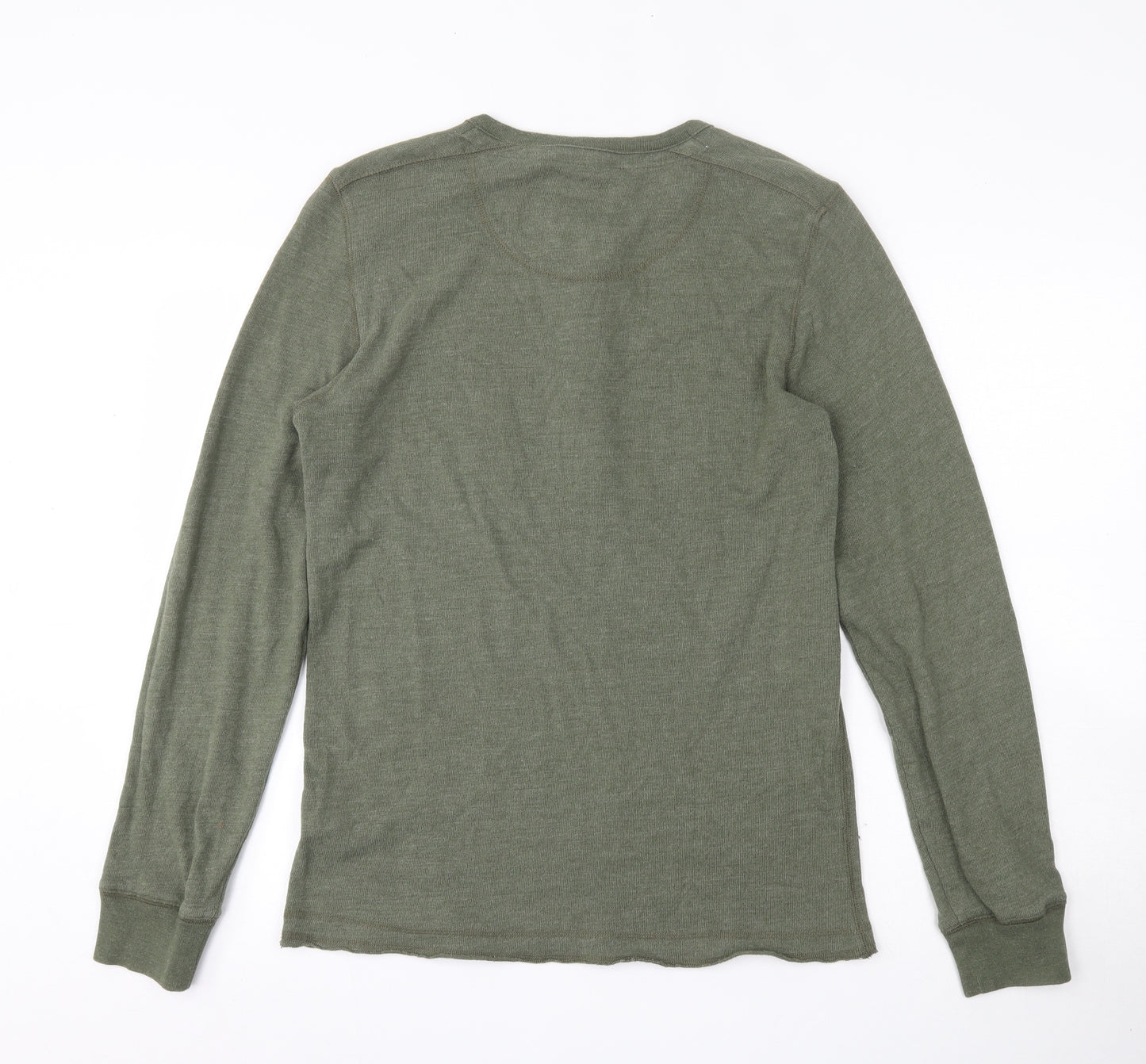 H&M Mens Green Round Neck  Cotton Pullover Jumper Size M