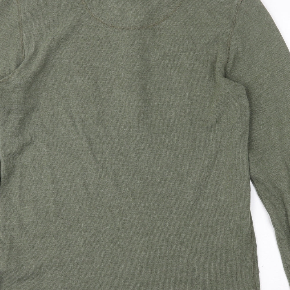H&M Mens Green Round Neck  Cotton Pullover Jumper Size M