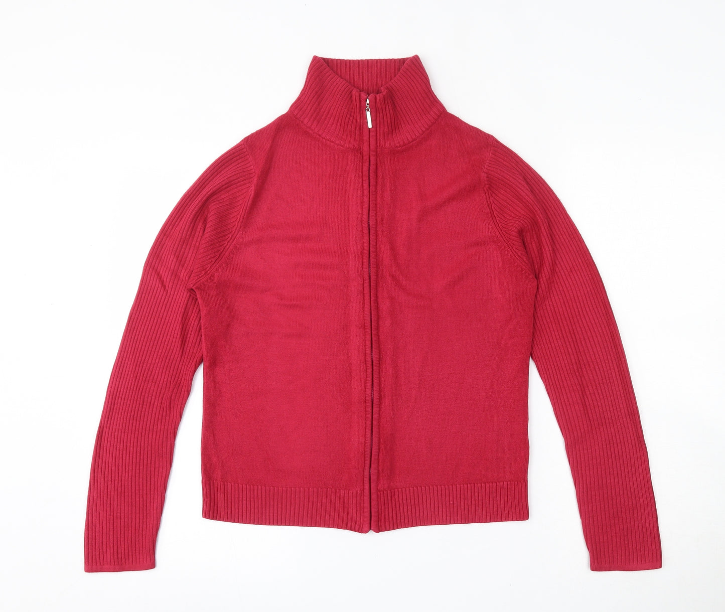 Ellie Louise  Womens Pink High Neck  Acrylic Full Zip Jumper Size S