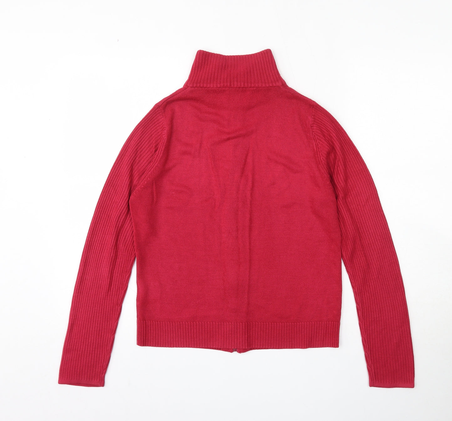 Ellie Louise  Womens Pink High Neck  Acrylic Full Zip Jumper Size S