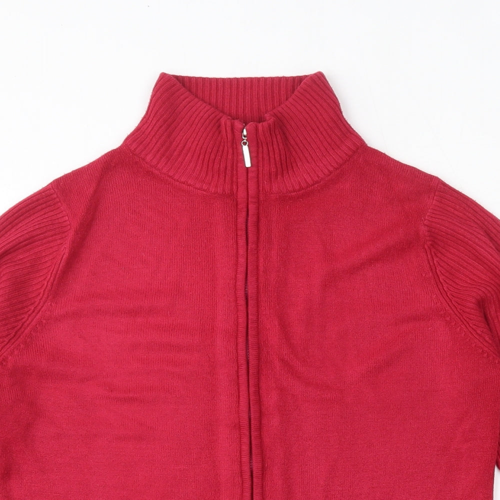 Ellie Louise  Womens Pink High Neck  Acrylic Full Zip Jumper Size S